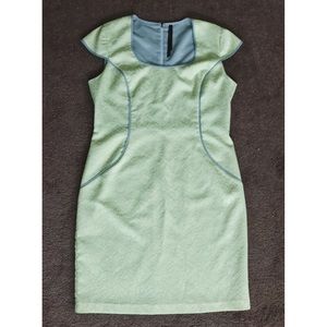 Andrew Marc Light Green Dress with Gray Piping